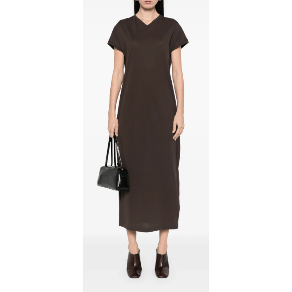 Khaite Bruine V-hals Midi Jurk Brown Dames