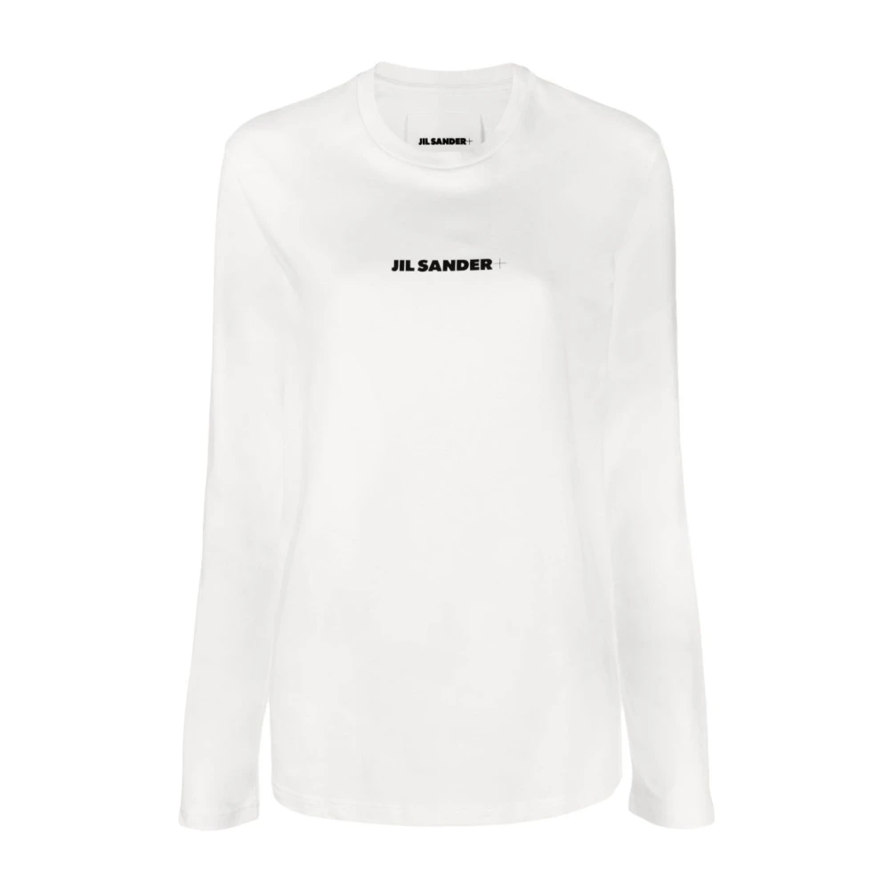 Jil Sander Women's White Long Sleeve T-Shirts, S, Logo Print Long Sleeve T-Shirt