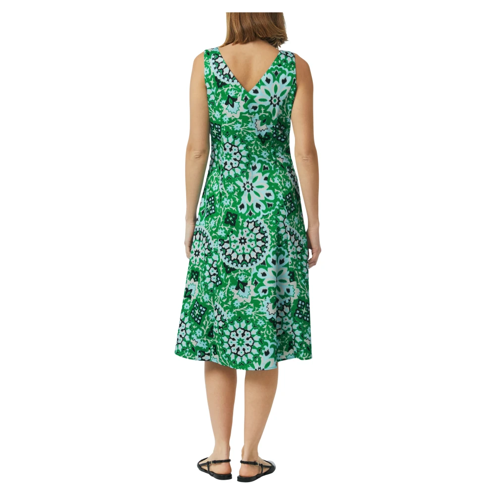 comma Gedrukte katoenmix midi-jurk Green Dames