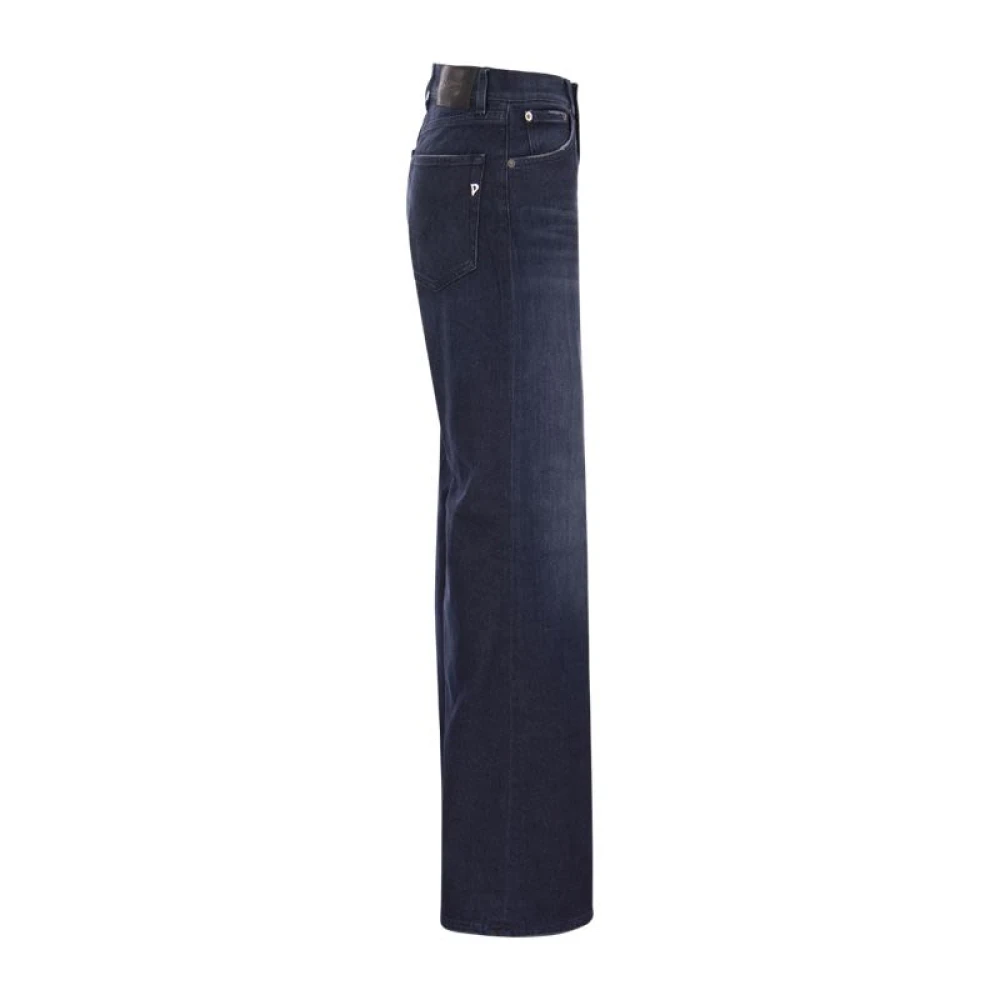 Dondup Amber Wide-leg Jeans Donkere Wing Blue Dames