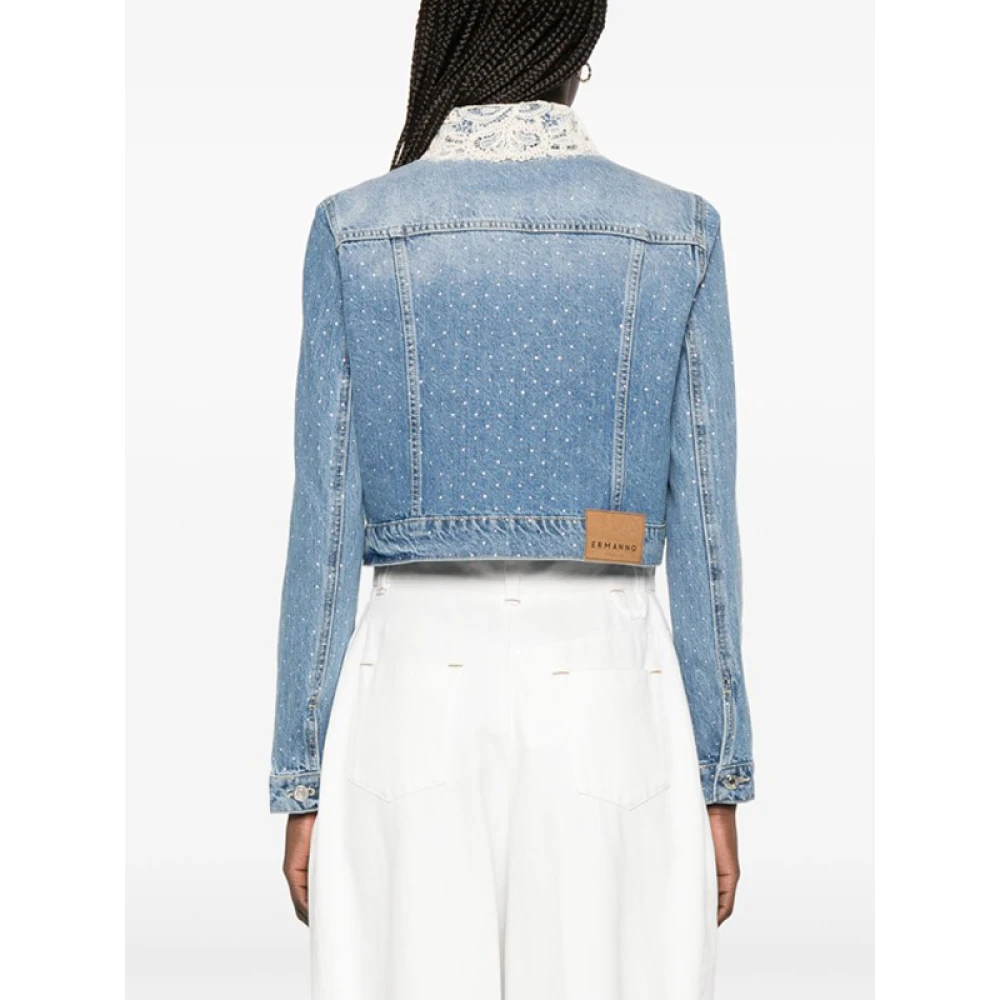 Ermanno Scervino Blauwe Denim Jack met Strass Applicaties Blue Dames