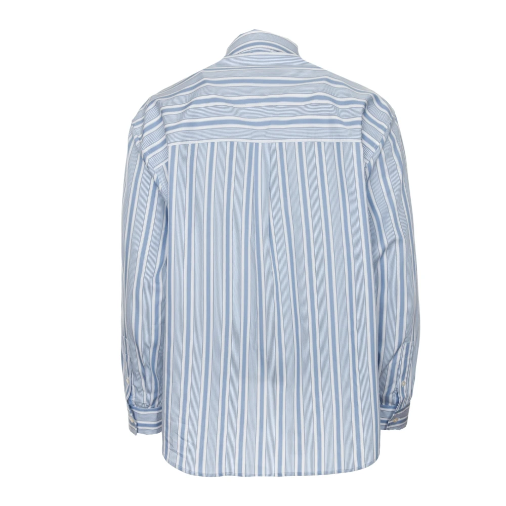 drykorn Gestreept Boxy Shirt met Kent Kraag Blue Heren