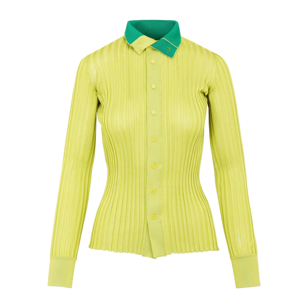 Bottega Veneta Zijden Kiwi Sweater Yellow Dames