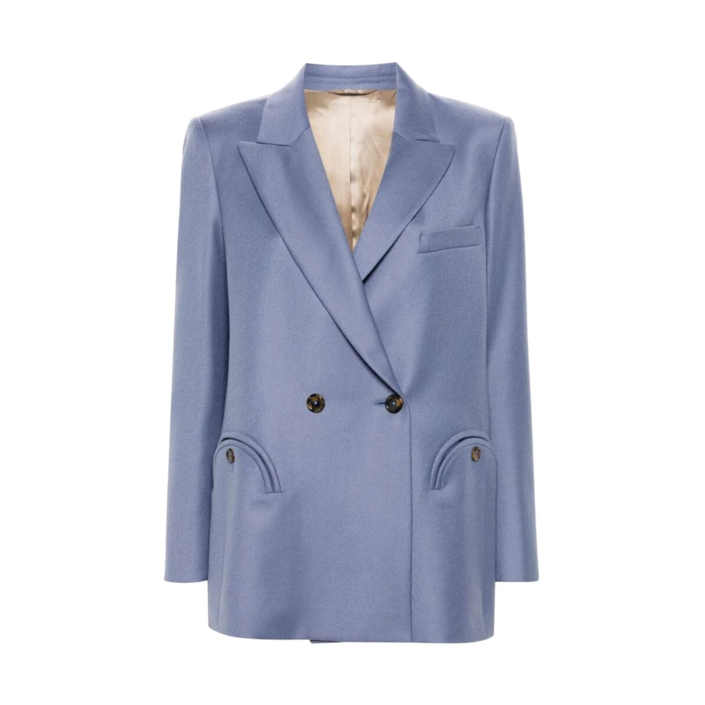 Blazé Milano Wollen Dubbel-Borst Jas Blauw-Grijs Blue Dames