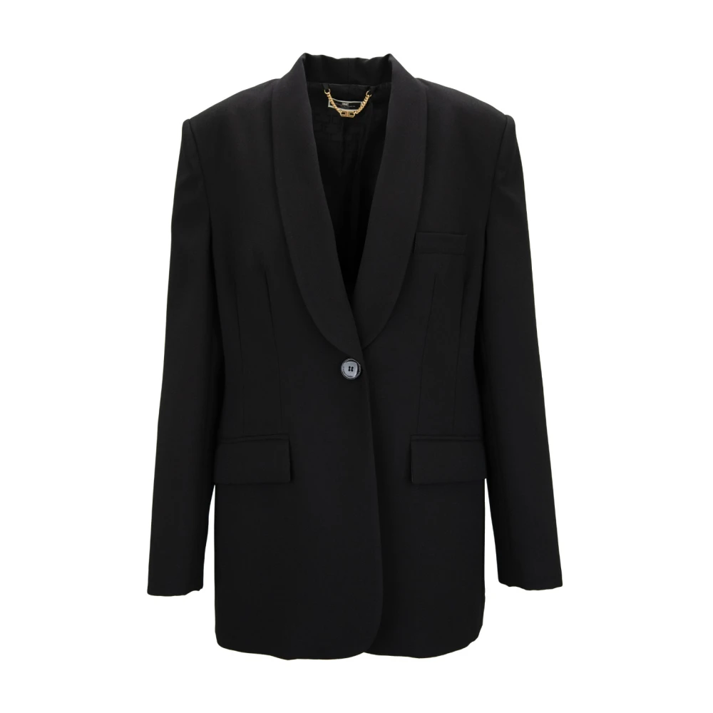 Elisabetta Franchi Diepe V-hals Geknoopte Blazer Black Dames