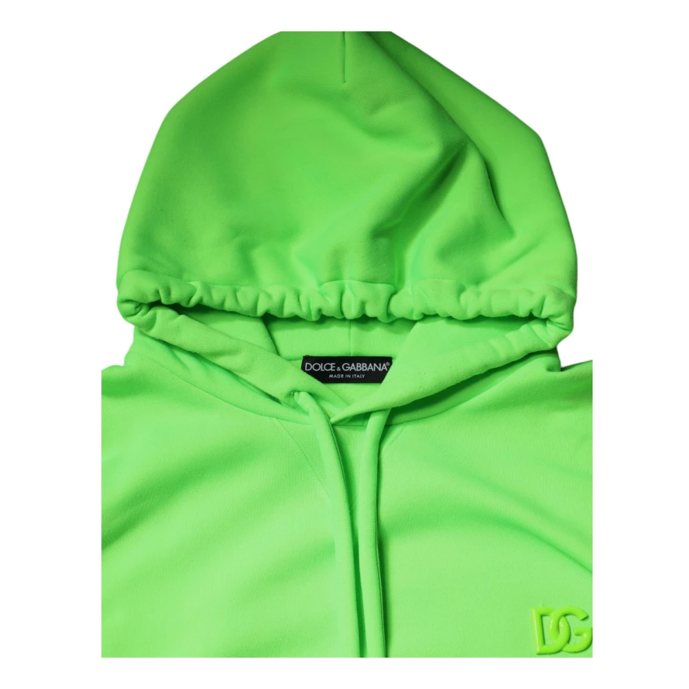 Dolce & Gabbana Groene trui met capuchon en reliëflogo Green Heren