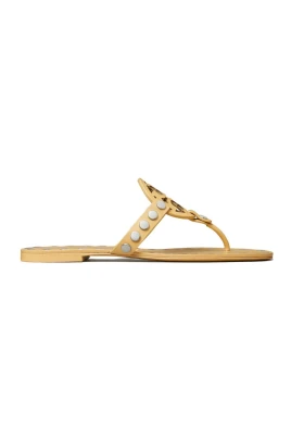 Beige Platta Sandaler med Laser-Cut Detalj