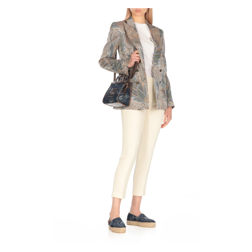 ETRO Blauwe katoenen en leren damestas Blue Dames