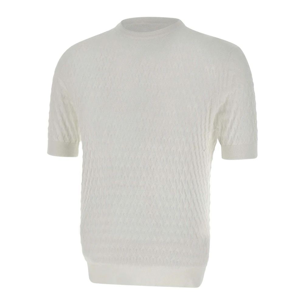 Filippo De Laurentiis Witte Katoenen Trui Diamant Weefsel White Heren