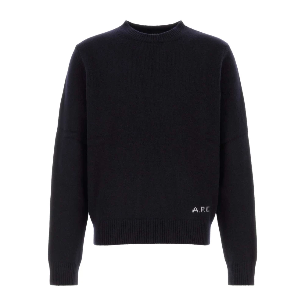 A.p.c. Men's Blue Edmond Jumper - Round-Neck Knitwear - Xl - Knitwear