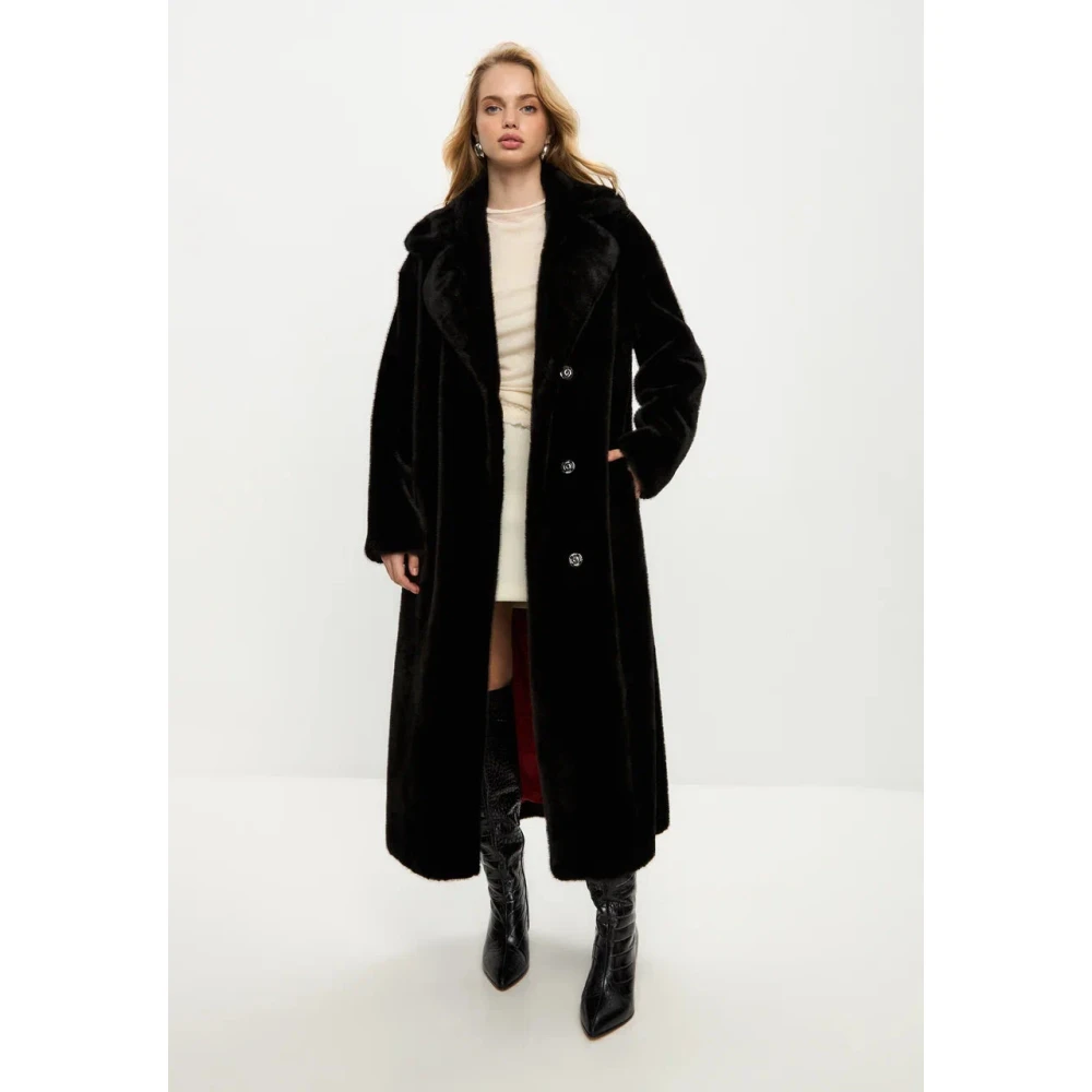 Cesare Gaspari Luxe Nep Bontjas Freya Zwart Black Dames