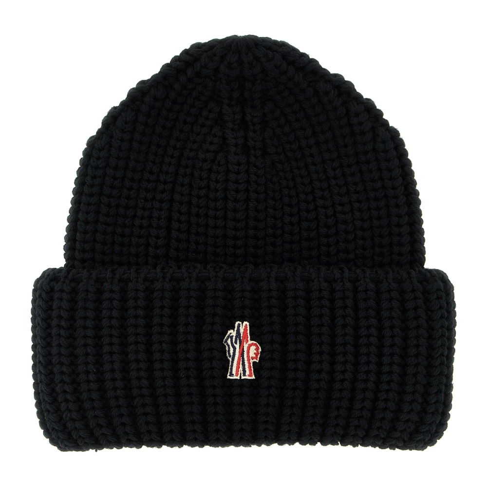 Moncler Men's Black Logo Wool Beanie - Accessories - One Size - Accessories