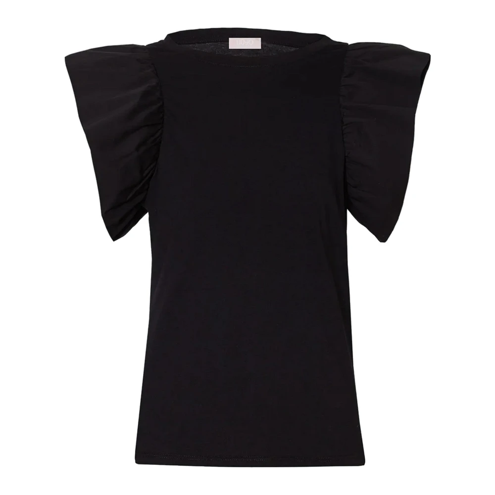 LIU JO Dames Tops & T-shirts Jersey popeline T-shirt Zwart