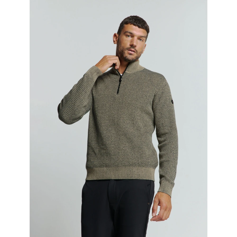 No Excess Melange Half-Zip Pullover Stijlvol Comfort Gray Heren