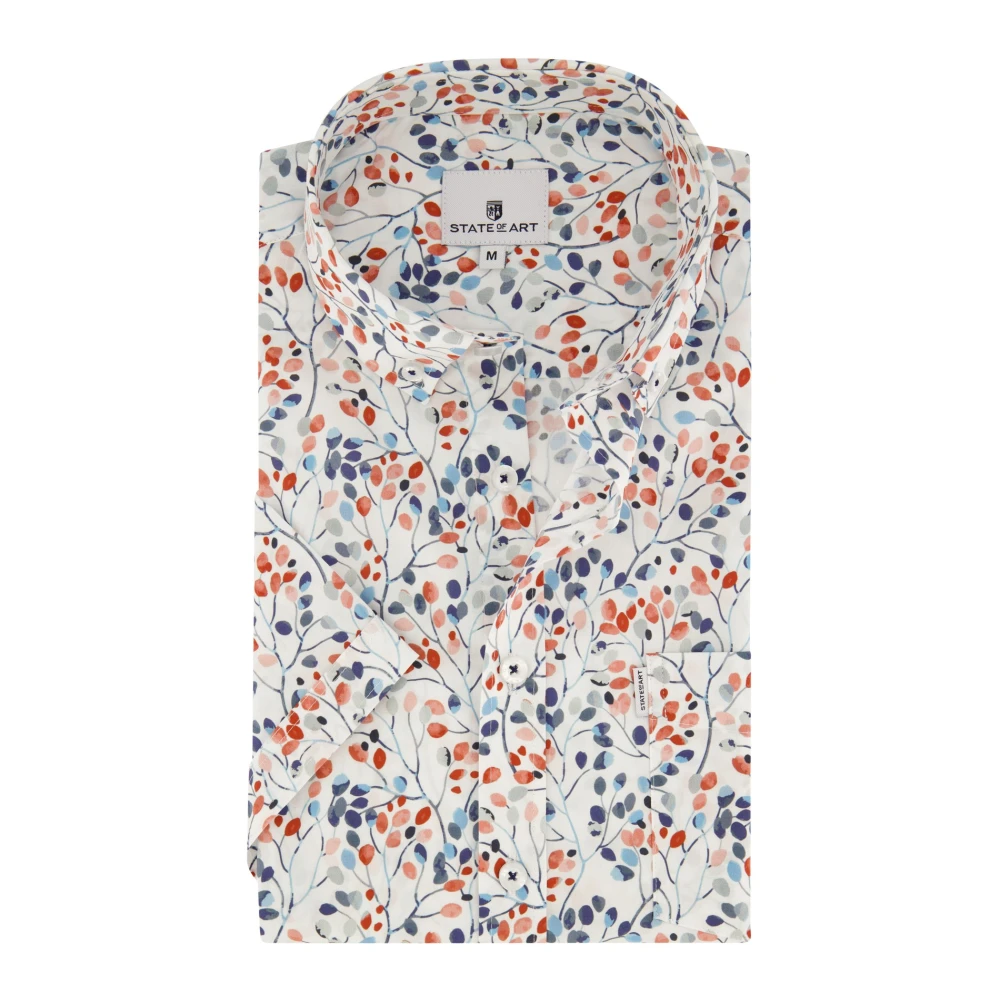 State of Art Casual korte mouw wit overhemd Multicolor Heren
