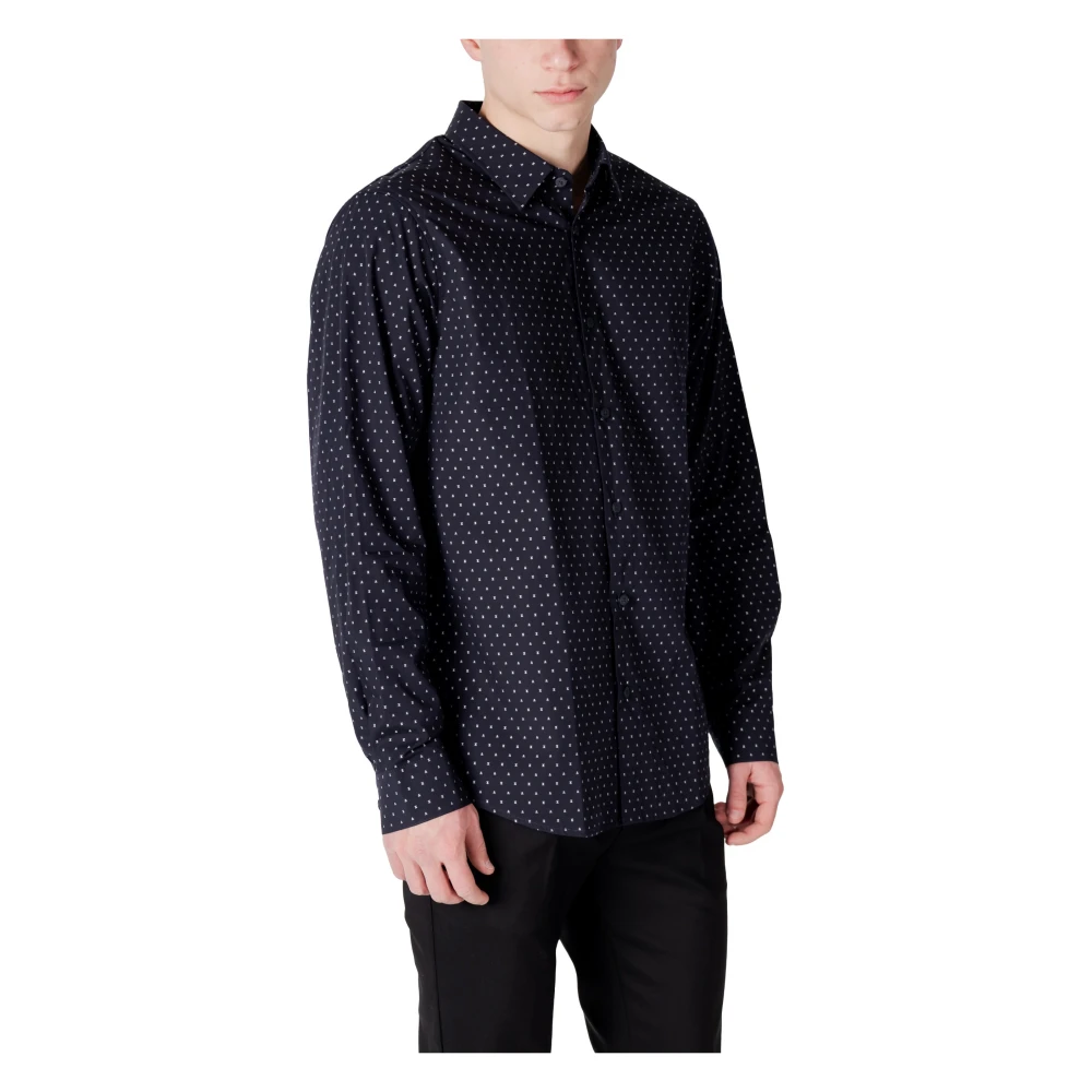 Armani Exchange Blauw gestippeld katoenen overhemd Blue Heren