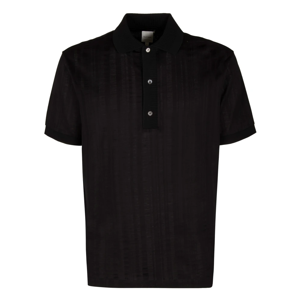 PS By Paul Smith Katoenen poloshirt met geribbelde details Black Heren