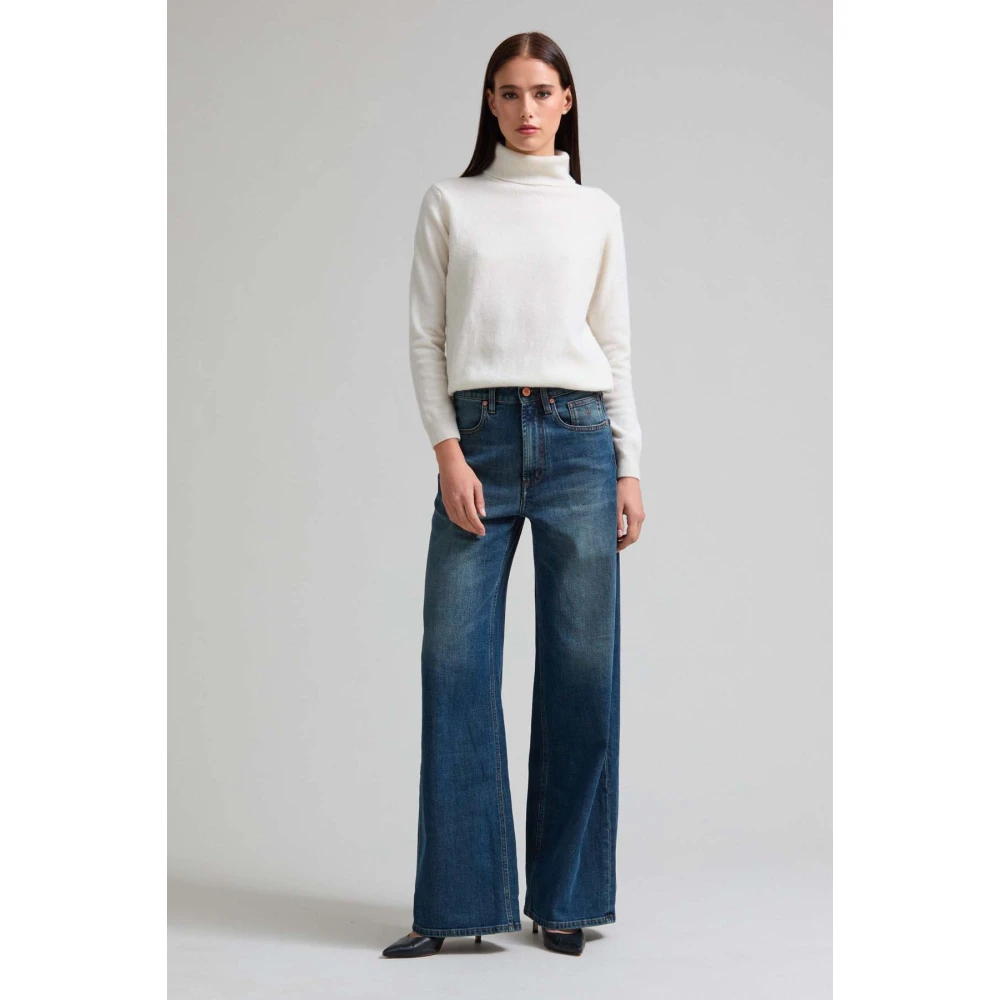 Jeckerson Jacky Broek 5 zakken palazzo fit Blue Dames
