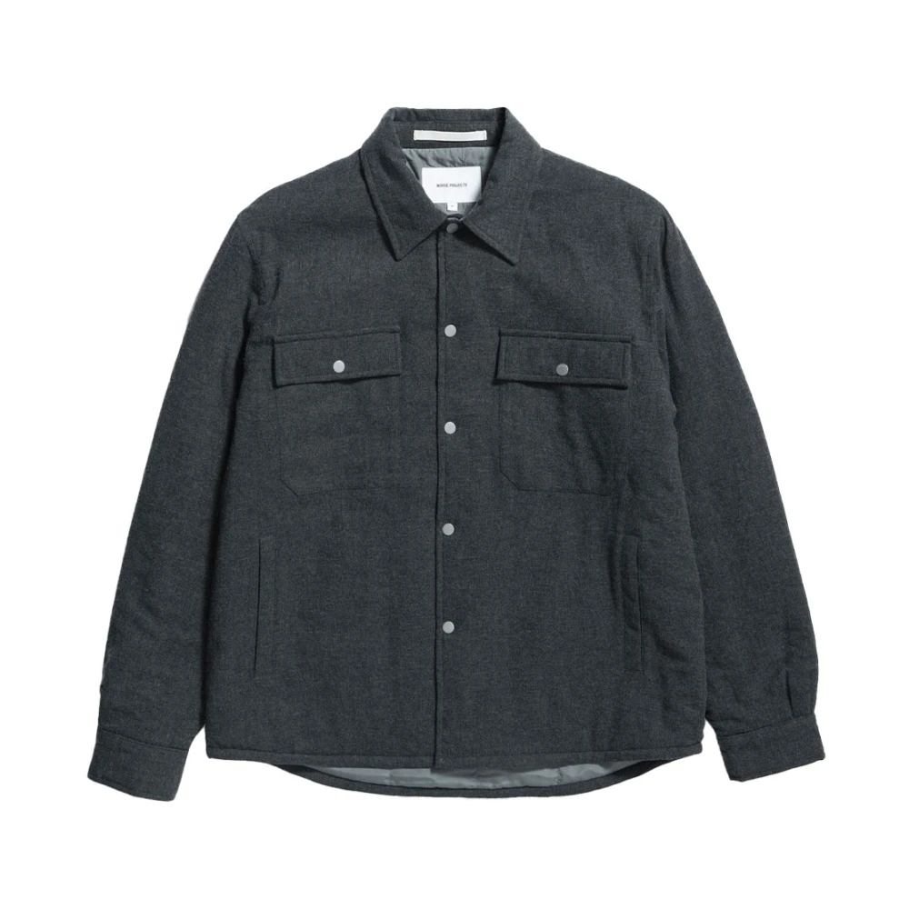 Norse Projects Geïsoleerde Wollen Overshirt Hjalmer Houtskool Mix Gray Heren