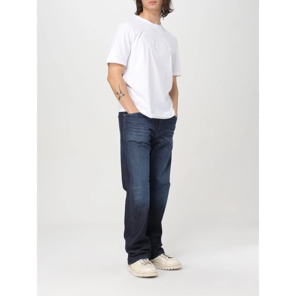 Diesel Casual T-shirt met Big Oval Design White Heren