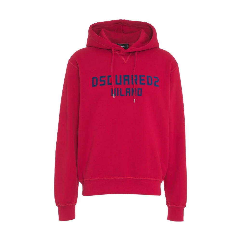 Dsquared2 Rode Logo Hoodie Ss25 Red Heren