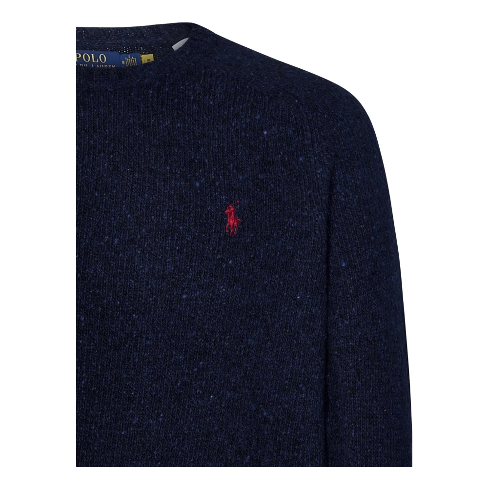 Polo Ralph Lauren Blauwe Crewneck Wol Zijde Trui Blue Heren