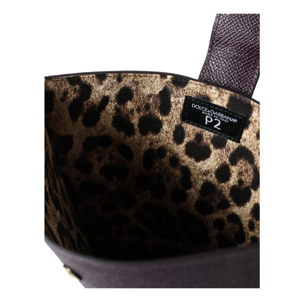 Dolce & Gabbana Logo Plaque Leren Tablet Sleeve Hoes Brown Dames