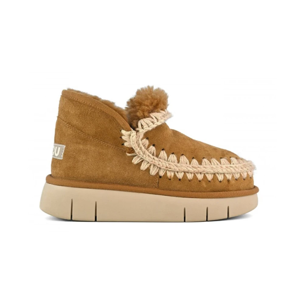 Mou, Skor, Dam, 39 EU, Läder, Handgjord Fårskinns Sneaker med Virkat Stygn