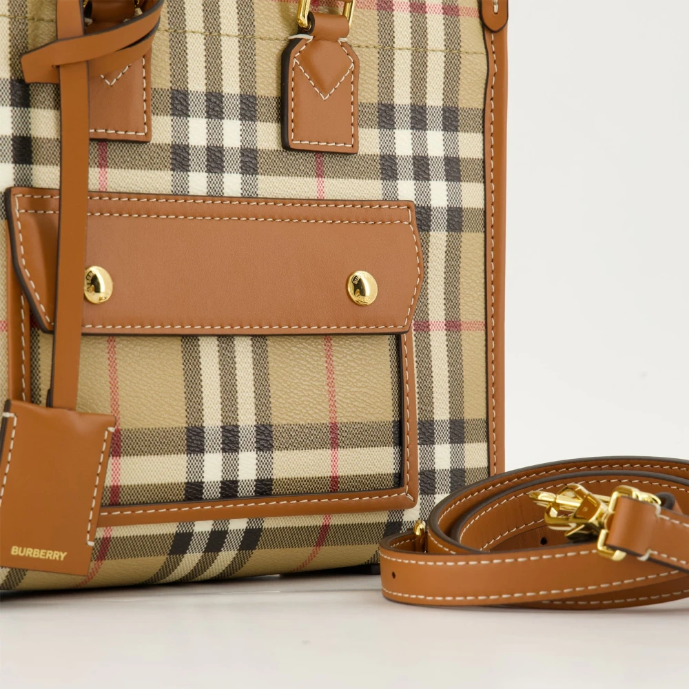 Burberry Vintage Check Mini Tote Tas Beige Dames