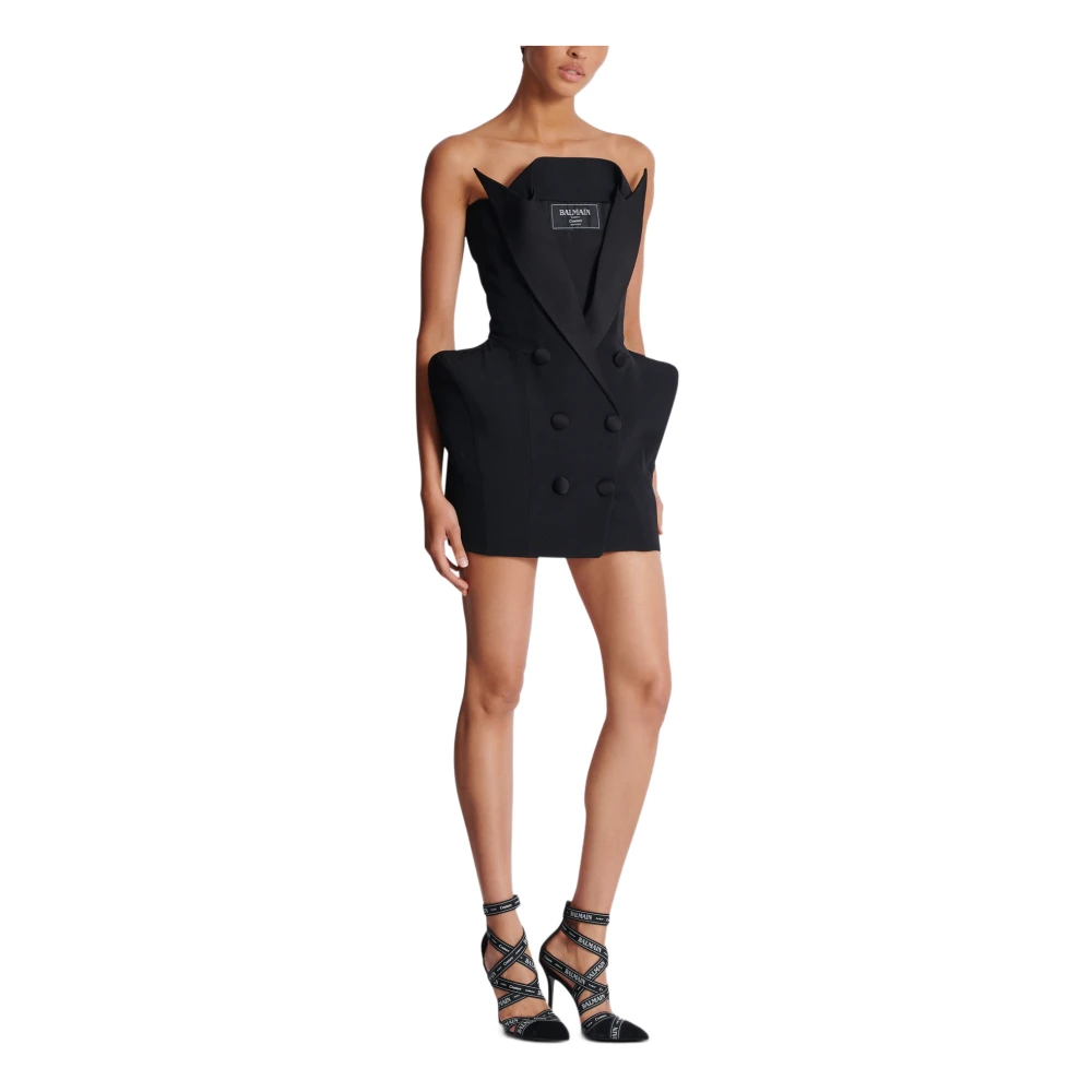 Balmain Grain de poudre Baskische bustierjurk Black Dames