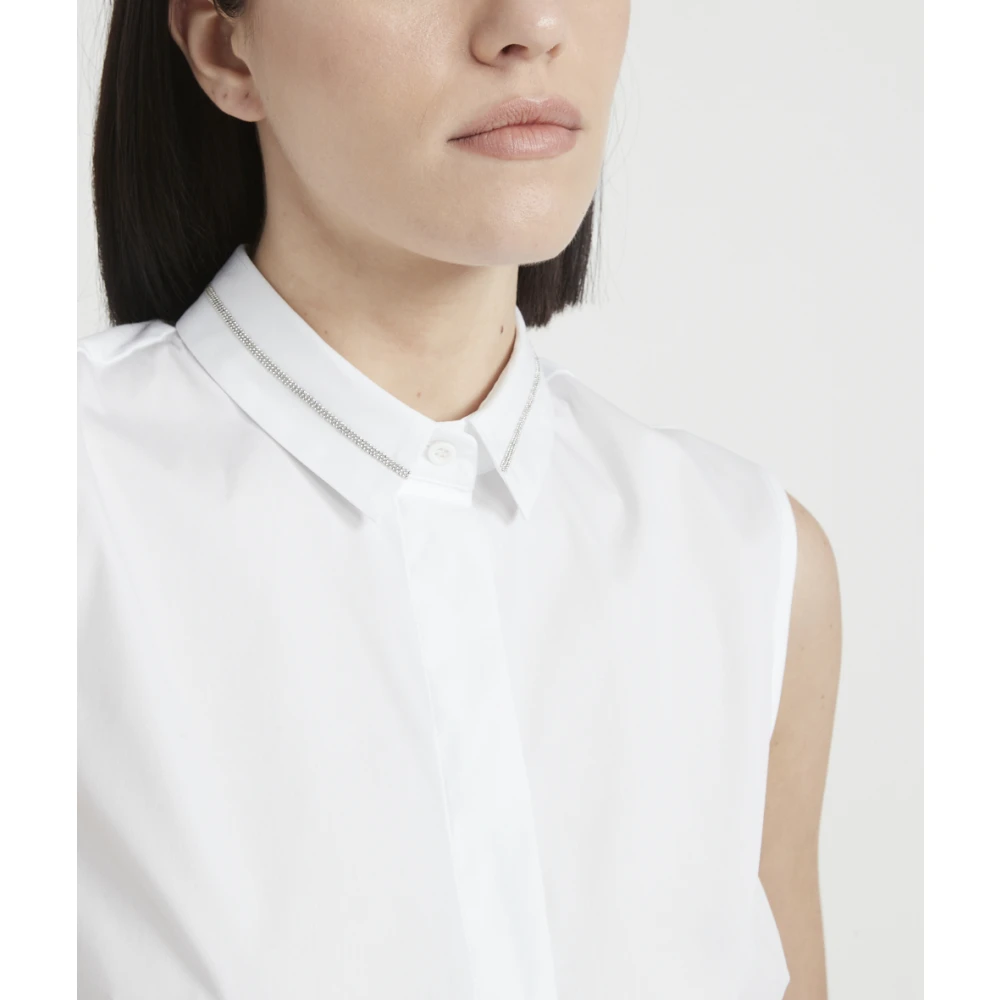 PESERICO Mouwloze Poplin Overhemd White Dames