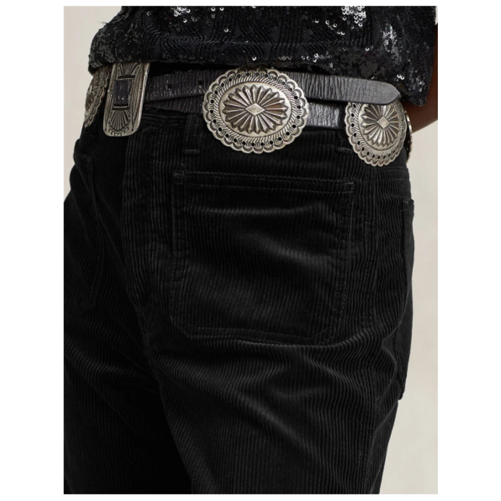 Polo Ralph Lauren Zwarte Corduroy Flare Jeans Black Dames