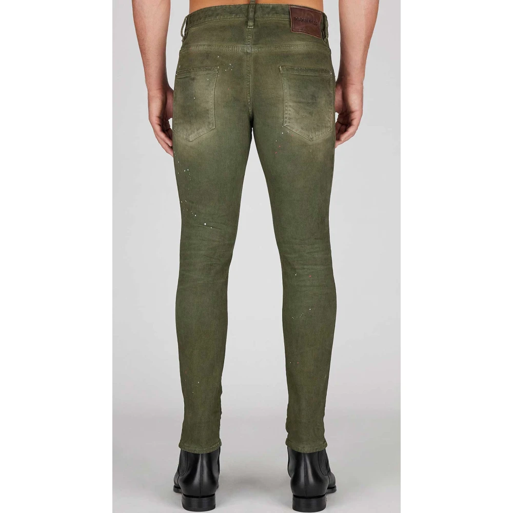 Dsquared2 Skater Jeans met verfspatten Green Heren