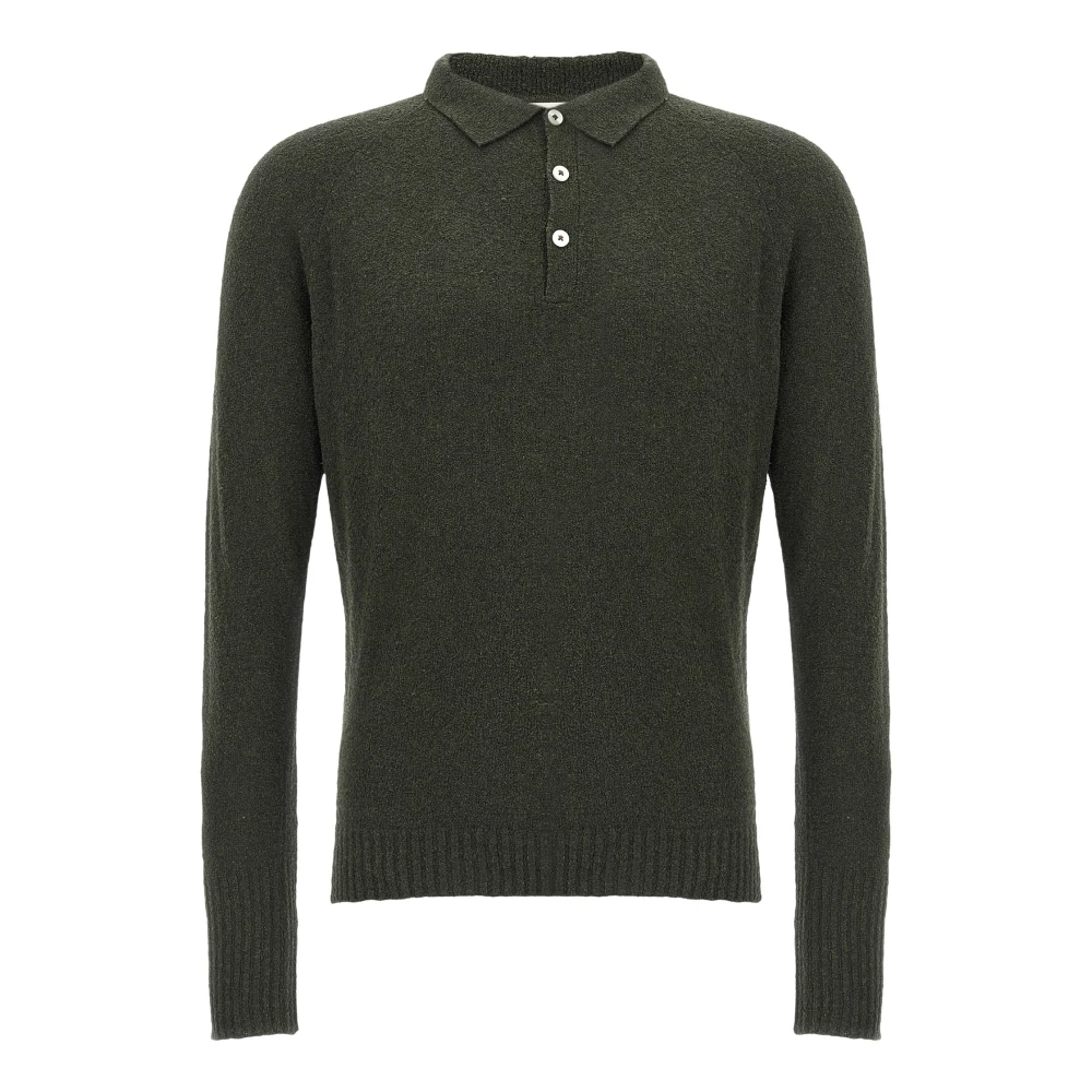 Ma'ry'ya Homme Vert Tops, Taille: 2XL Polo À Manches Longues En Coton Bouclé