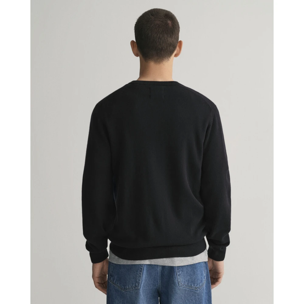Gant Klassieke Wol V-Hals Trui Black Heren