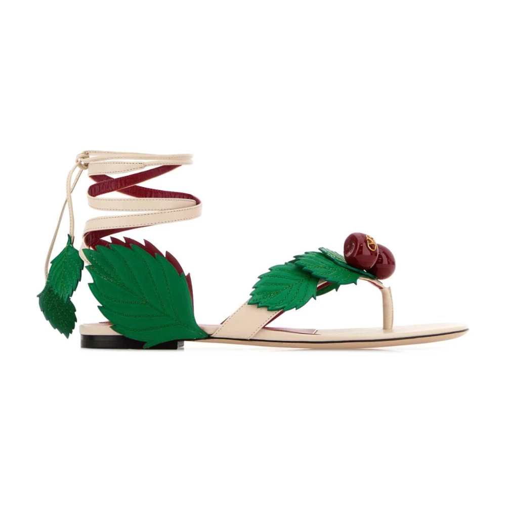 Valentino Garavani White Flat Sandals, Female, 3 Uk, Cherryfic Thong Sandals