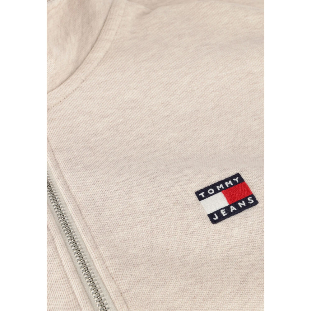 Tommy Jeans Beige Badge Zip Sweater voor Heren Beige Heren