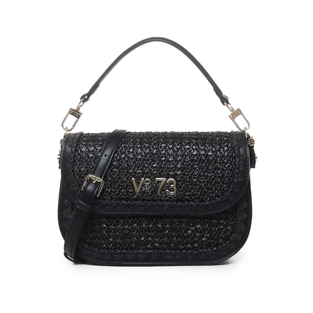 V73 Zwarte Stro Schoudertas Black Dames