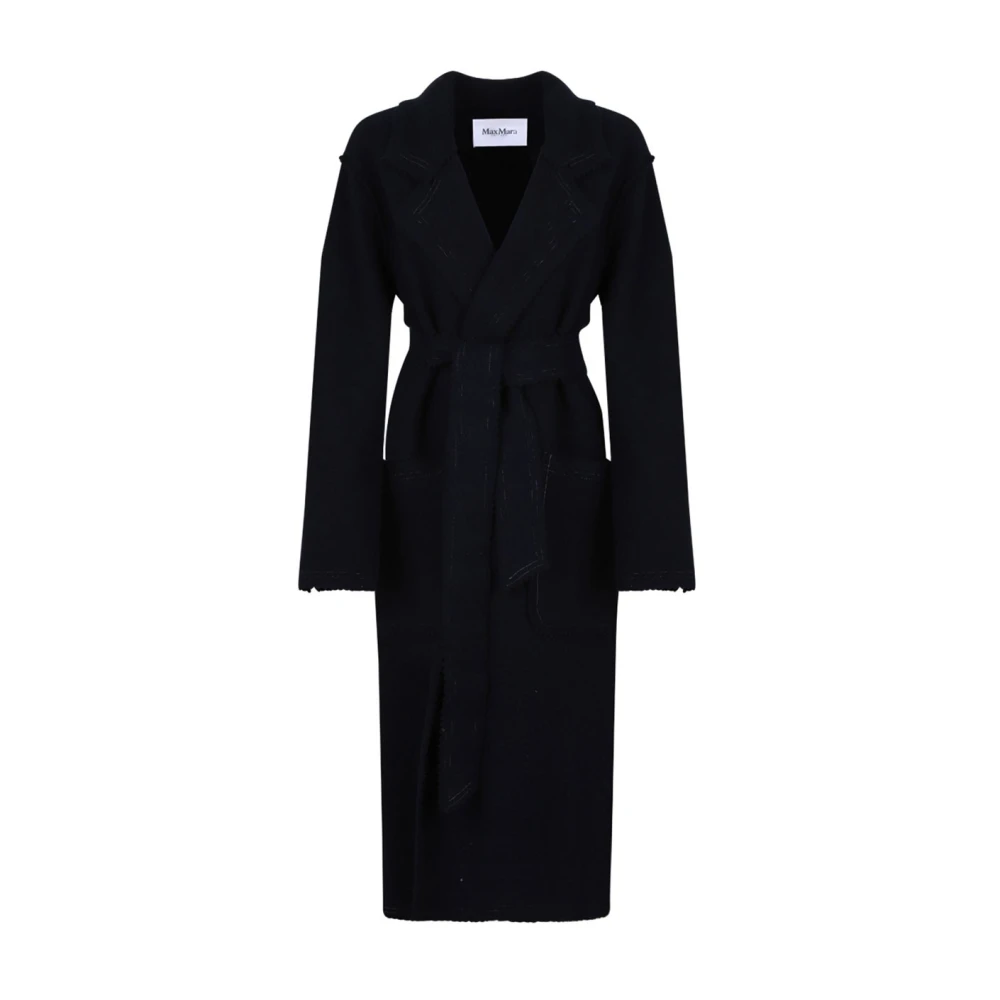 Max Mara Navy Blue Knit Coat Blue Dames