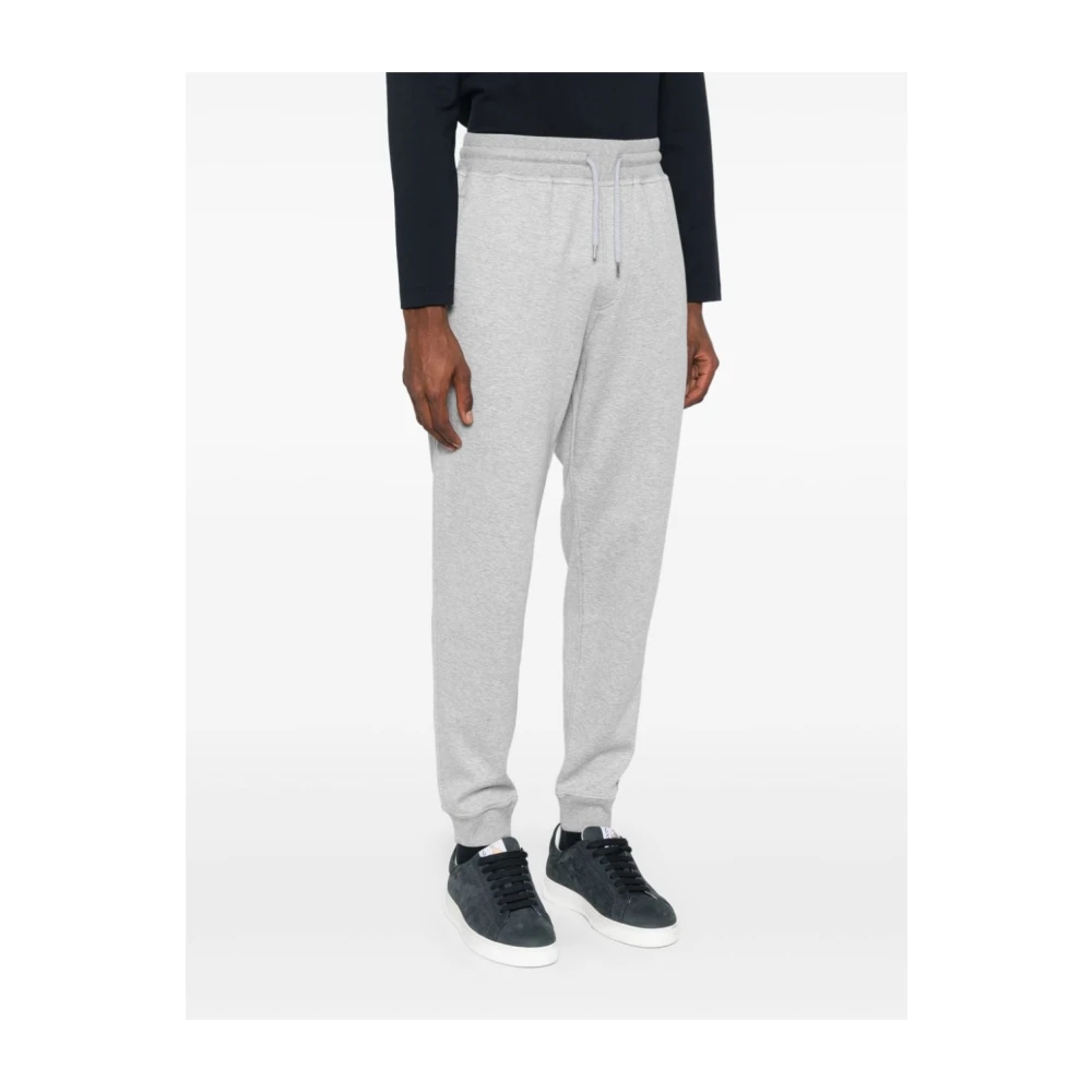 BRUNELLO CUCINELLI Grijze Melange Trainingsbroek met Geribbelde Boorden Gray Heren