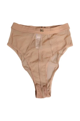 Beige Sheer Mesh High Waist Briefs