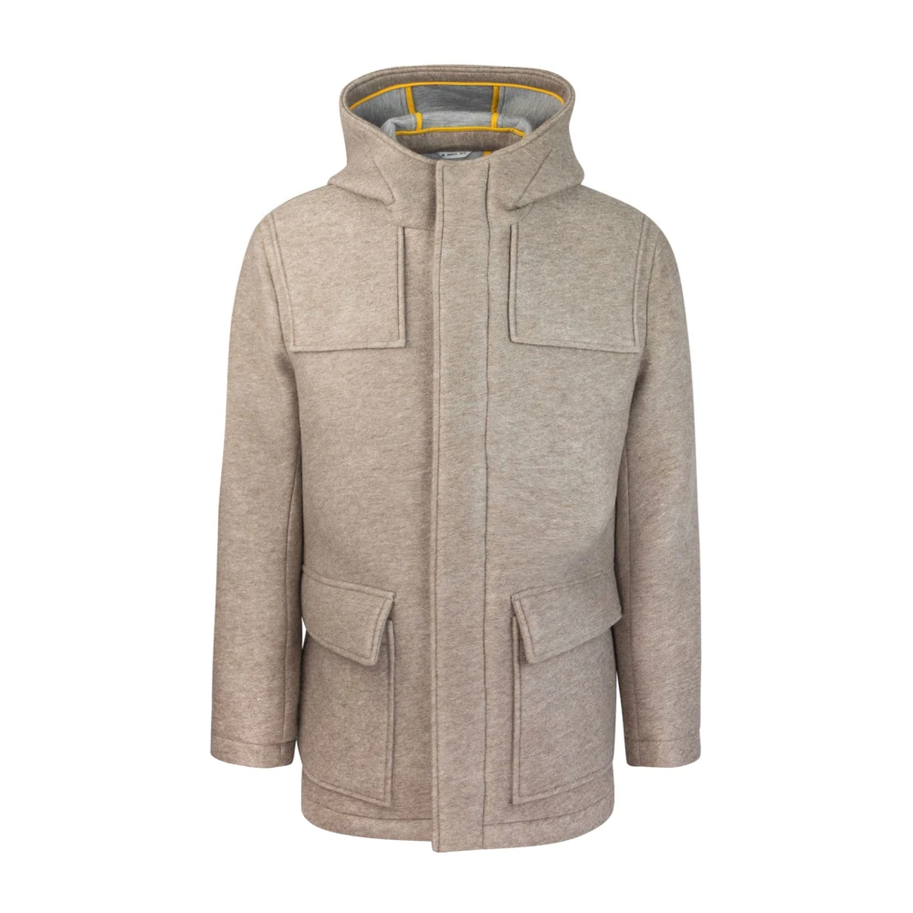 Manuel Ritz Beige Jas met Capuchon en Drukknoopsluiting Beige Heren