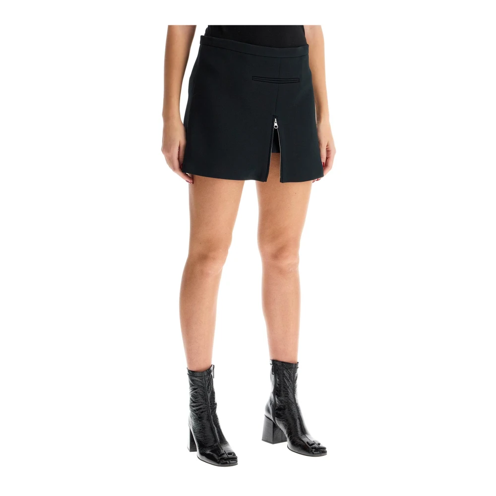 Courrèges Twill Mini Rok met Rits Black Dames