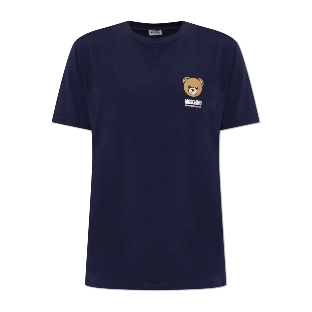 Moschino Herr Blå Toppar M, Bomull, Logo T-Shirt