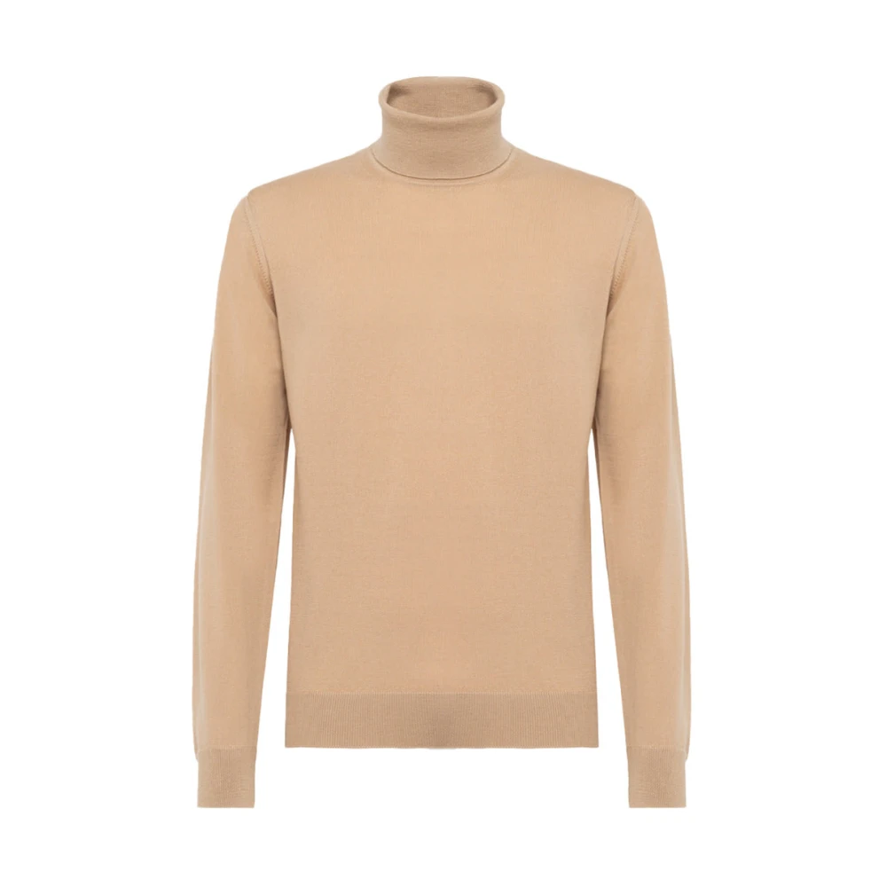 Alpha Studio Kashmir Turtleneck Tröja med Ribbat Broderi Beige, Herr