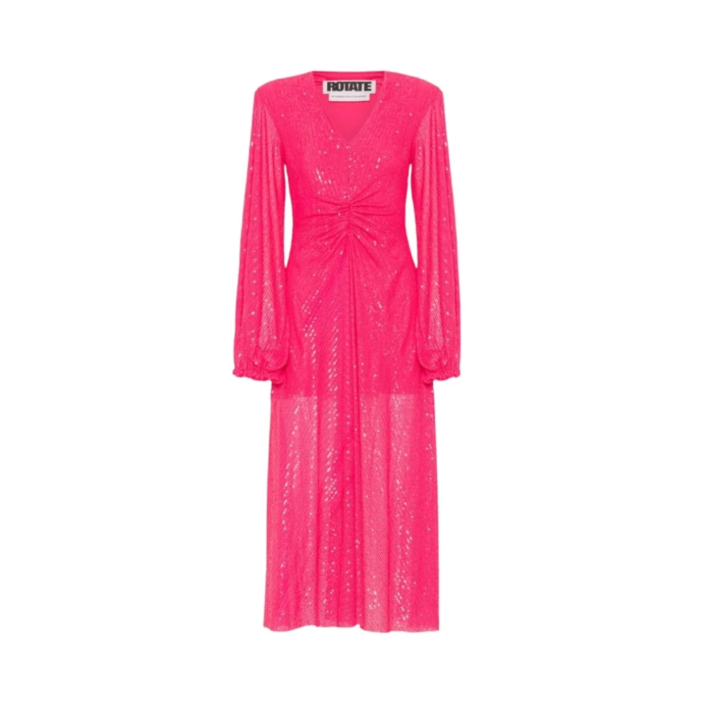 ROTATE Birger Christensen Sequin Midi Klänning Svart Pink, Dam