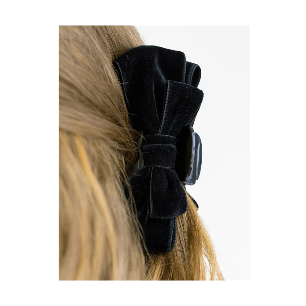 Jennifer Behr Zwart Fluwelen Strik Haaraccessoire Black Dames