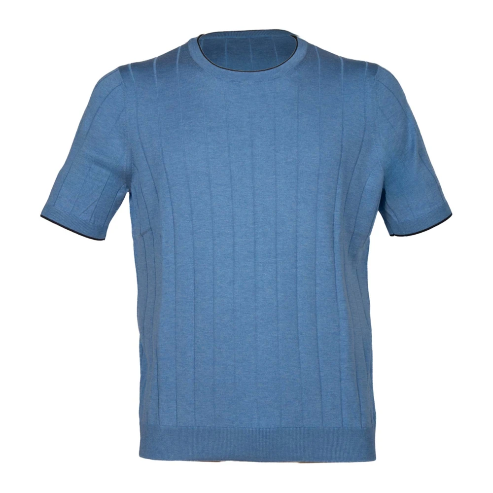 Gran Sasso Blauwe Zijden Kraag Shirt Blue Heren