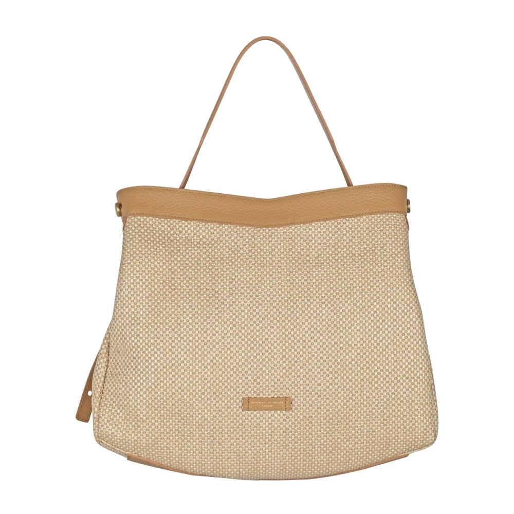 Gianni Chiarini Geweven leren en stro tas Ottavia Beige Dames