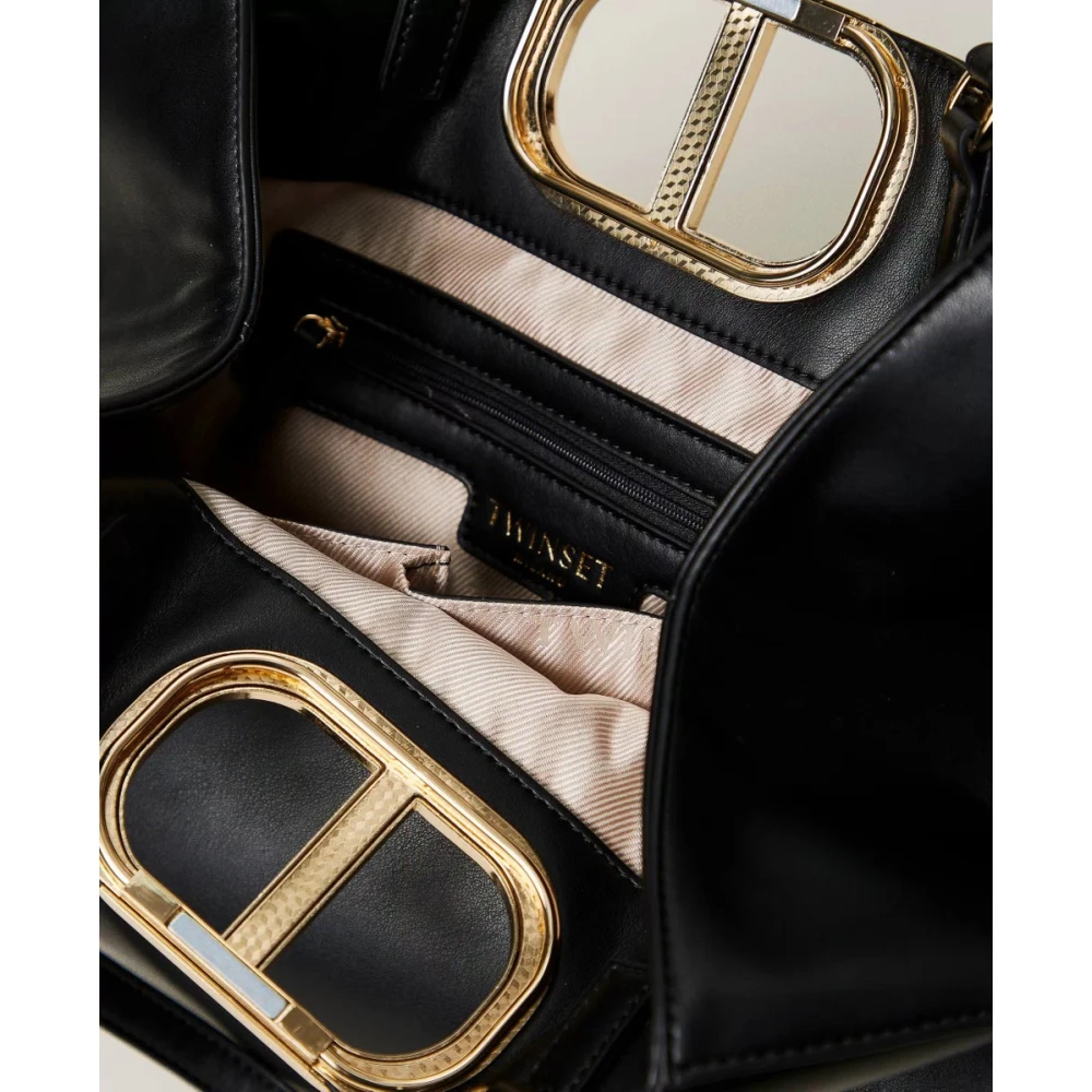Twinset Paarse Shopper Tas met Ovaal Handvat Black Dames